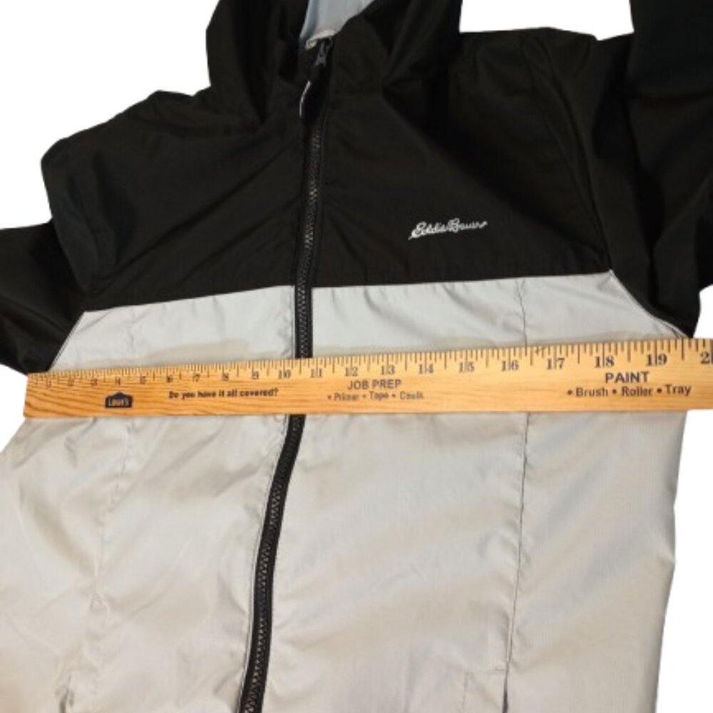 Hooded Windbreaker Jacket Eddie Bauer Kids L (14/16) in Black & Gray Preloved - Picture 6 of 9